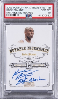 2009-10 Playoff National Treasures "Notable Nicknames" #NN-KB Kobe Bryant Signed & Inscribed Card (#93/99) - PSA GEM MT 10 "1 of 3!"